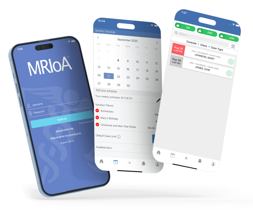 The MRIoA app shown on an iPhone